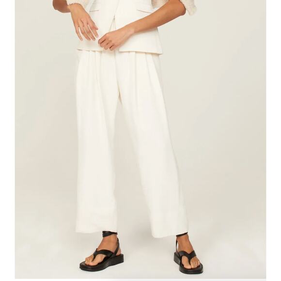 Co Pants Womens 8 White Draped Pocket Trousers High Rise Pleated - Picture 3 of 13